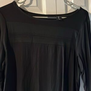 Tahari women blouse black Small sheer in front oft top